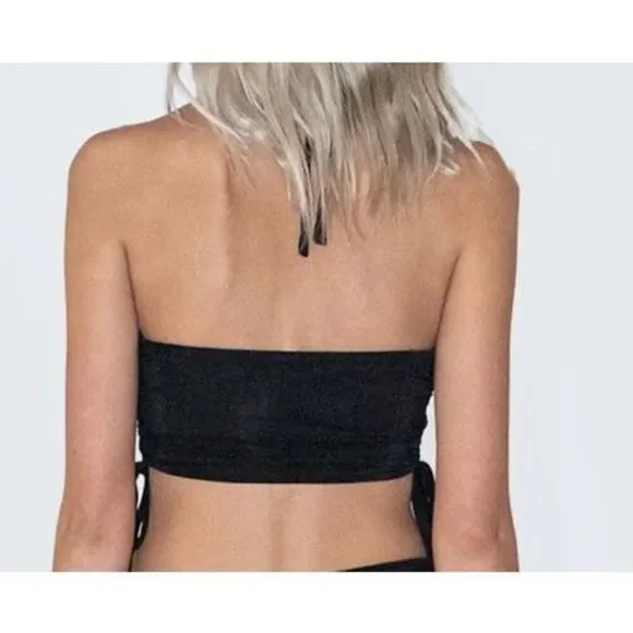 Princess Polly Black Cutout Halter Crop Top Size 6 Y2K Party Clubwear Luna set - Picture 2 of 6
